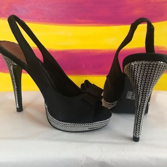 Lulu Townsend black/sequins high heel shoe 7.5 - Picture 3 of 8